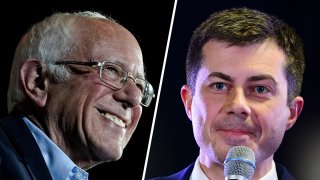 Combinación de fotografías de Bernie Sanders y Pete Buttigieg.