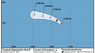 Depresión Tropical One E se formó este sábado en el Pacífico.