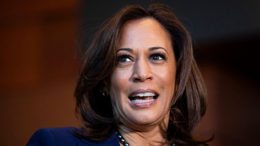 In this Jan. 21, 2019, file photo, Sen. Kamala Harris (D-CA) speaks to reporters after announcing her candidacy for President of the United States, at Howard University, her alma mater, in Washington, D.C.