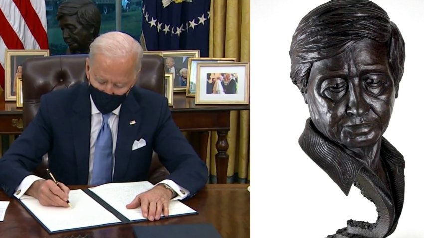 Busto de César Chávez adorna la Oficina Oval del Presidente Joe Biden