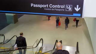 Florida Miami International Airport Passport Control English Spanish bilingual arriving passengers customs.