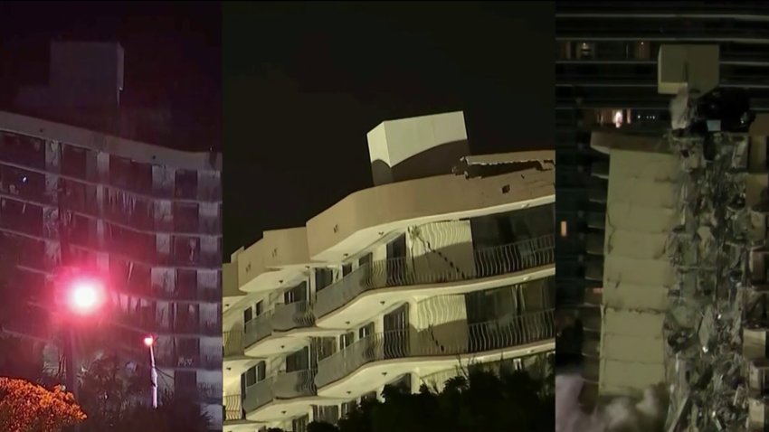 Momento de la implosión que derribó edificio de Surfside