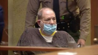 Harvey Weinstein appears in an LA courtroom.
