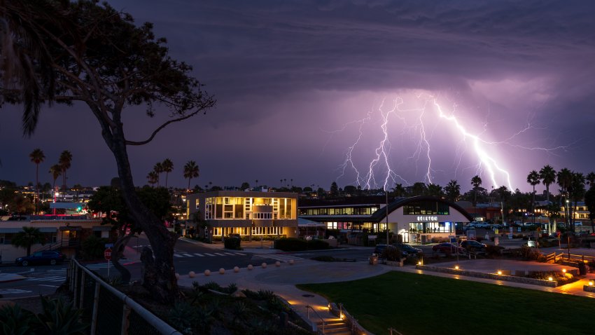 Dominick Kotas captured this striking image of lightning on Oct. 4, 2021, at Fletcher Cove Beach Park in Solana Beach.