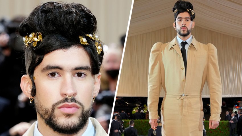 Bad Bunny lleva su peculiar estilo a la alfombra roja de la Met Gala en Nueva York
