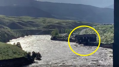 En video: un río arrastra una casa tras crecida histórica por lluvias en Montana