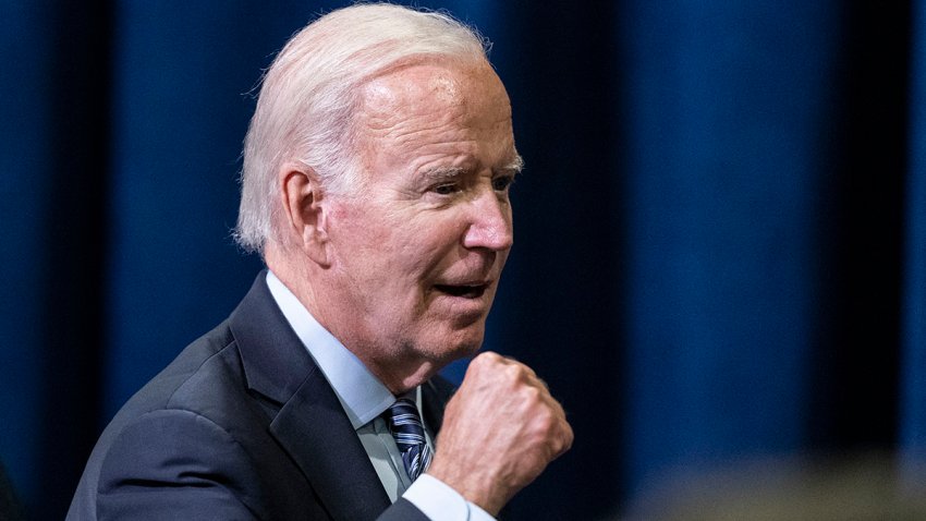 FILE - President Joe Biden reacts as he departs after speaking at a Democratic National Committee event at the Gaylord National Resort and Convention Center, Sept. 8, 2022, in Oxon Hill, Md.