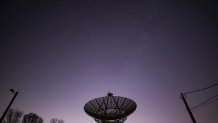 NEW JERSEY, USA - APRIL 22 : A stargazing night sky is seen at the InfoAge Space Exploration Center in Wall Township of New Jersey, United States as the Lyrids meteor shower reached its maximum in the early morning of April 22, 2022. (Photo by Tayfun Coskun/Anadolu Agency via Getty Images)