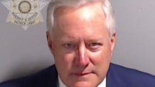 Mark Meadows in a police booking mugshot released by the Fulton County Sheriff's Office.