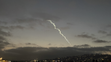 A rocket trail Thursday Sept. 14, 2023 as seen from Orange County.