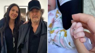 El actor estadounidense Al Pacino y su hijo Mateo en fotos de su novia Noor Alfallah.