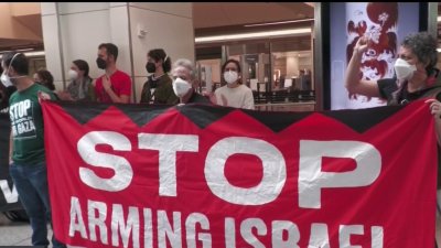 Decenas se manifiestan en el aeropuerto de San Francisco a favor del cese al fuego en Gaza