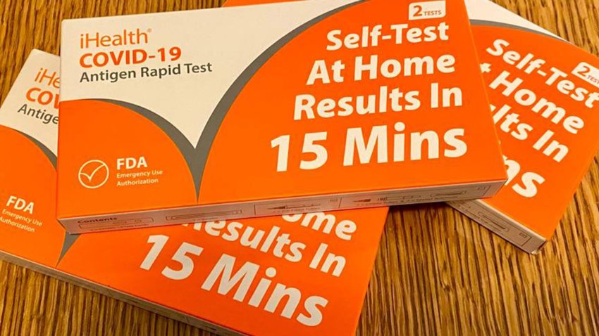 Health officials believe the popularity of at-home rapid-test kits for COVID-19, like these provided free by the federal government earlier this year, means actual coronavirus cases are likely far higher than official counts based on laboratory-confirmed molecular PCR testing. (Tim Sheehan/The Fresno Bee/Tribune News Service via Getty Images)