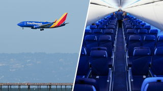 DALLAS, TX - 26 DE SEPTIEMBRE: Una vista general de una distribución de asientos rediseñada dentro de un avión de Southwest Airlines se muestra durante el Día del Inversor en la sede de la compañía el 26 de septiembre de 2024 en Dallas, Texas. (Foto de Sam Hodde para The Washington Post vía Getty Images)