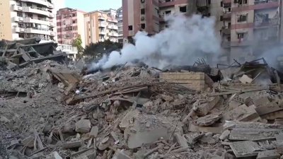 En video: un barrio de Beirut queda en ruinas tras bombardeo de Israel