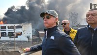 PCIFIC PALISADES, CA – January 08: California Governor Gavin Newsom, left, surveys damage in Pacific Palisades with CalFire’s Nick Schuler, center, and State Senator Alex Padilla during the Palisades Fire on Wednesday, January 8, 2025, in Pacific Palisades, CA.
(Photo by Jeff Gritchen/MediaNews Group/Orange County Register via Getty Images)