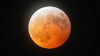 AUSTIN, TEXAS – MARCH 14: The ‘Blood Worm Moon’ total lunar eclipse is seen above Austin, TX on March 14, 2025. (Photo by Rick Kern/Getty Images)