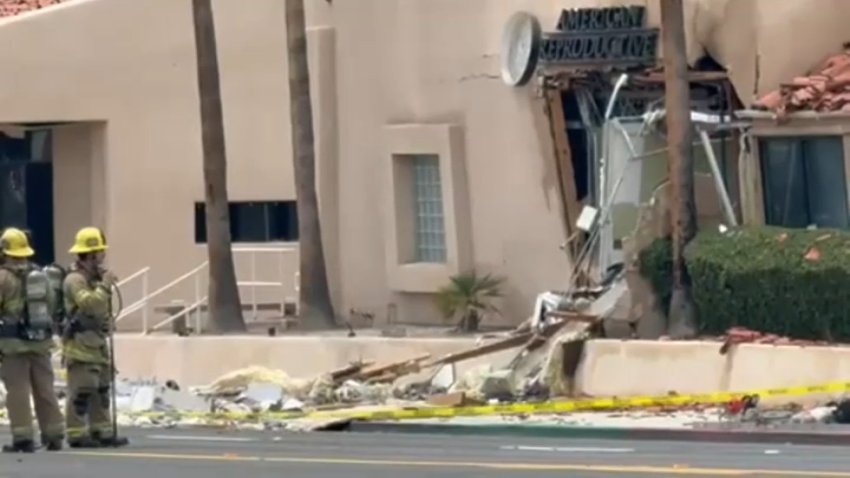First responders at the scene of an explosion in Palm Springs on Saturday, May 17, 2025.